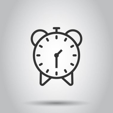 Düz bir saat simgesi. Beyaz izole arkaplanda vektör illüstrasyonunu izle. Zamanlayıcı iş konsepti.