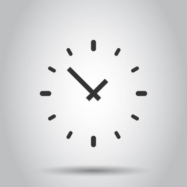 Düz bir saat simgesi. Beyaz izole arkaplanda vektör illüstrasyonunu izle. Zamanlayıcı iş konsepti.