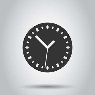 Düz bir saat simgesi. Beyaz izole arkaplanda vektör illüstrasyonunu izle. Zamanlayıcı iş konsepti.