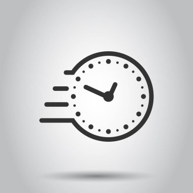 Düz bir saat simgesi. Beyaz izole arkaplanda vektör illüstrasyonunu izle. Zamanlayıcı iş konsepti.