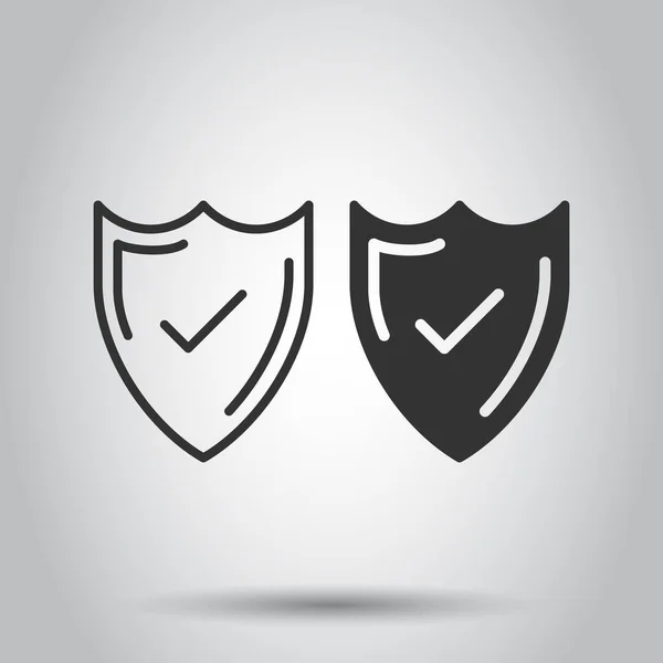 Escudo Con Icono Marca Verificación Estilo Plano Proteja Ilustración Vectorial — Vector de stock