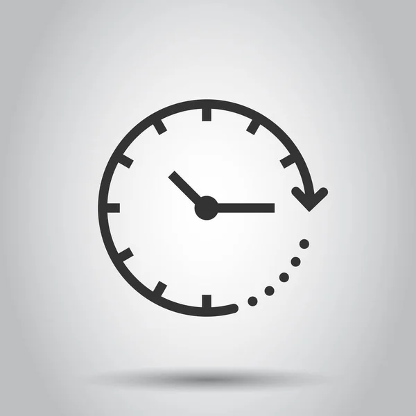 Klok Pictogram Platte Stijl Bekijk Vectorillustratie Witte Geïsoleerde Achtergrond Timer — Stockvector