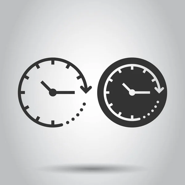 Klok Pictogram Platte Stijl Bekijk Vectorillustratie Witte Geïsoleerde Achtergrond Timer — Stockvector