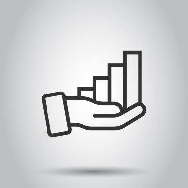 Düz bir şekilde büyüme ikonu. Beyaz izole arkaplanda el vektör çizimi olan diyagram. Finans artırımı iş kavramı.