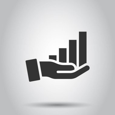 Düz bir şekilde büyüme ikonu. Beyaz izole arkaplanda el vektör çizimi olan diyagram. Finans artırımı iş kavramı.