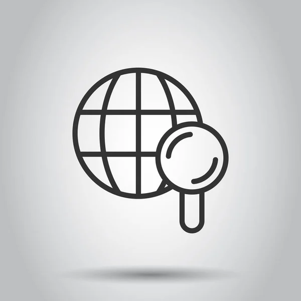 Globe Icône Recherche Dans Style Plat Illustration Vectorielle Navigation Réseau — Image vectorielle