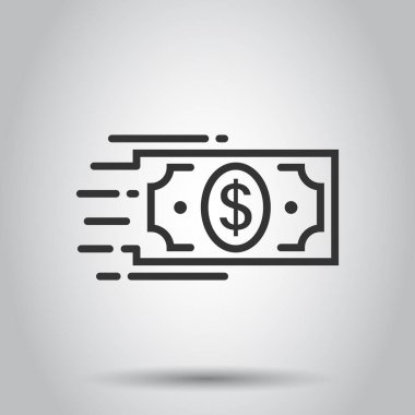 Para yığını simgesi düz stil. İzole edilmiş beyaz arka planda nakit vektör illüstrasyonunu değiştir. Dolar banknotları iş konsepti.