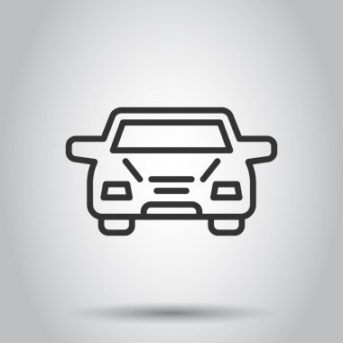 Düz stil araba ikonu. Beyaz izole edilmiş arka planda otomobil araç vektör çizimi. Sedan iş konsepti.