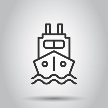 Turizm gemisi simgesi düz stil. Beyaz izole edilmiş arka planda balıkçı teknesi vektör çizimi. Tanker hedef iş konsepti.