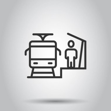 Metro istasyonu simgesi düz stil. Beyaz izole edilmiş arka planda tren metro vektör çizimi. Demiryolu kargo işi konsepti.