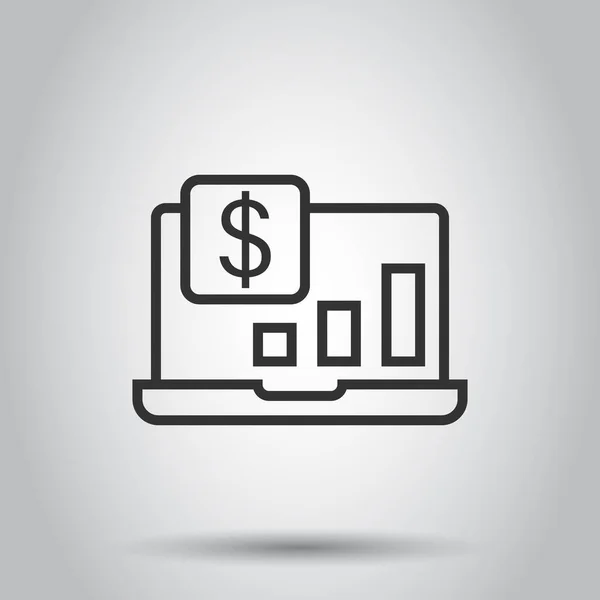 Laptop Computerdiagramm Symbol Flachen Stil Geld Diagramm Vektor Illustration Auf — Stockvektor
