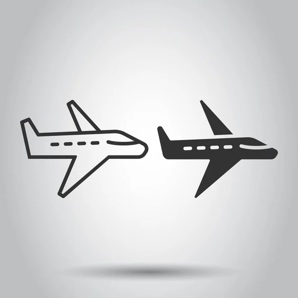 Icono Plano Estilo Plano Ilustración Vector Avión Sobre Fondo Blanco — Vector de stock
