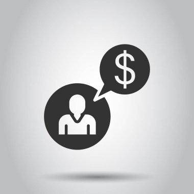 Para ikonu olan insanlar. Beyaz izole edilmiş arka planda yatırımcı vektör çizimi. İş adamı iş konsepti.