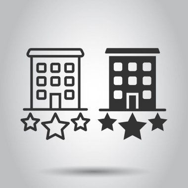 Düz bir ikon oluşturuluyor. Beyaz izole arka planda şehir gökdeleni daire vektör çizimi. Şehir kulesi iş konsepti.