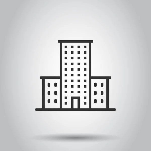 Building Icon Flat Style Town Skyscraper Apartment Vector Illustration White — Stock Vector