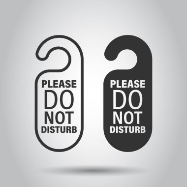 Otel tabelasının simgesini düz bir şekilde bozmayın. Beyaz izole edilmiş arka planda otel vektör illüstrasyonu. Yurt temiz oda iş konsepti.