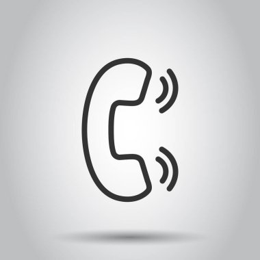 Düz bir cep telefonu simgesi. Beyaz izole edilmiş arka planda telefon konuşma vektör illüstrasyonu. Acil yardım hattı iş konsepti.