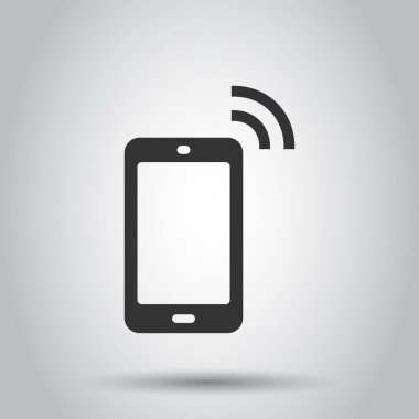 Düz stil ile akıllı telefon boş ekran simgesi. Beyaz izole edilmiş arka planda cep telefonu vektör çizimi. Telefon işi kavramı.