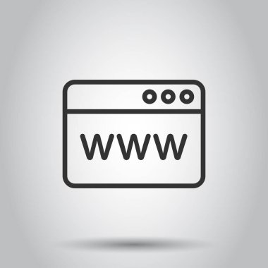 Web sitesi alan adı simgesi düz biçiminde. Beyaz izole edilmiş arka planda iletişim adresi vektör illüstrasyonu. Sunucu iş konsepti.