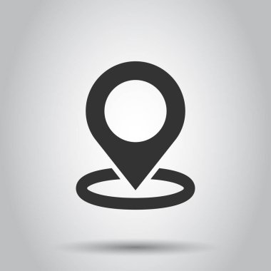 Harita pin simgesi düz stil. İzole edilmiş beyaz arkaplanda GPS navigasyon vektör çizimi. Konum iş kavramını belirle.