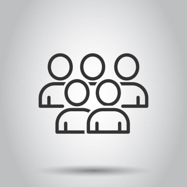 Düz bir şekilde iletişim ikonu. İnsanlar beyaz arka planda illüstrasyon oluşturuyorlar. Ortaklık iş konsepti.