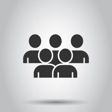 Düz bir şekilde iletişim ikonu. İnsanlar beyaz arka planda illüstrasyon oluşturuyorlar. Ortaklık iş konsepti.