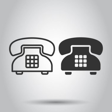 Düz bir cep telefonu simgesi. Beyaz izole edilmiş arka planda telefon konuşma vektör illüstrasyonu. Acil yardım hattı iş konsepti.
