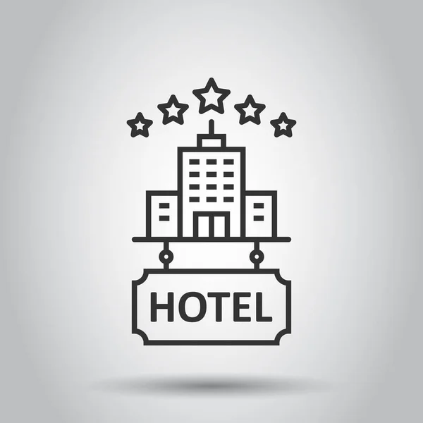 Знак Пятизвездочной Гостиницы Плоском Стиле Векторная Иллюстрация Здания Гостиницы Белом — стоковый вектор