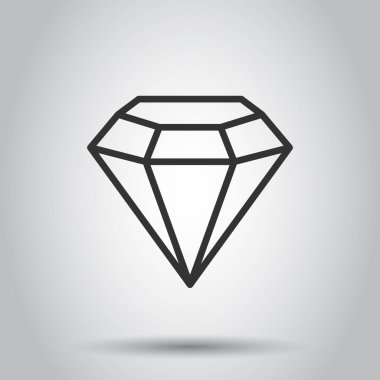 Düz stil elmas ikonu. Gemstone vektör çizimi beyaz izole arka planda. Mücevherler parlak iş konsepti.