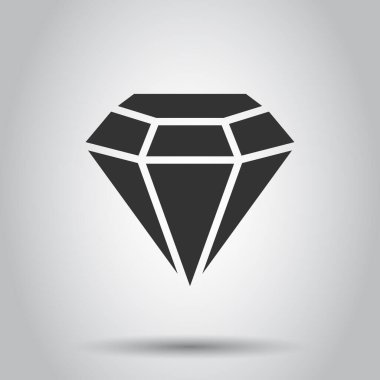 Düz stil elmas ikonu. Gemstone vektör çizimi beyaz izole arka planda. Mücevherler parlak iş konsepti.