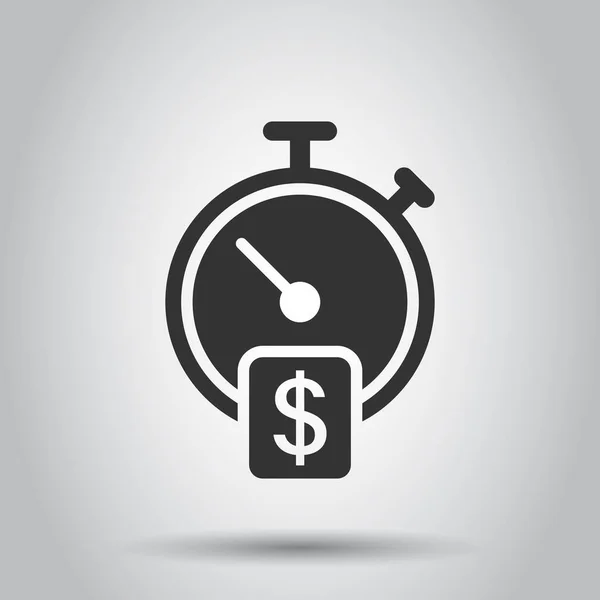 Zeit Ist Geld Flachen Stil Uhr Mit Dollarvektordarstellung Auf Weißem — Stockvektor