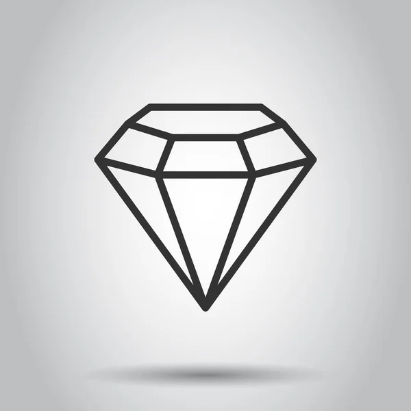 Diamond Gem Icon Flat Style Gemstone Vector Illustration White Isolated — Stock Vector