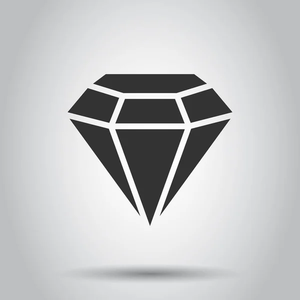Diamond Gem Icon Flat Style Gemstone Vector Illustration White Isolated — Stock Vector