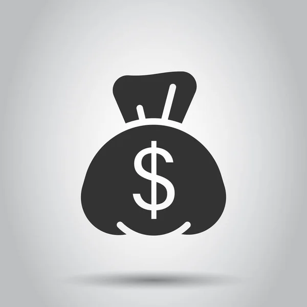 Money Bag Icon Flat Style Moneybag Dollar Vector Illustration White — Stock Vector