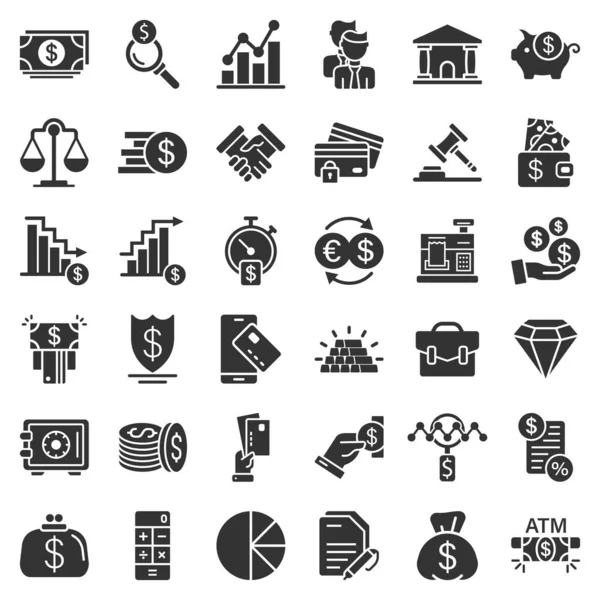 Business Thin Line Icon Set Flat Style Finance Investment Vector — Stock Vector