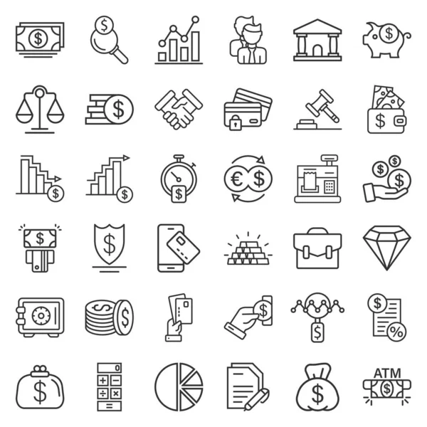 Business Thin Line Icon Set Flat Style Finance Investment Vector — Stock Vector