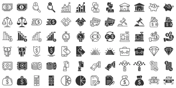 Business Thin Line Icon Set Flat Style Finance Investment Vector — Stock Vector