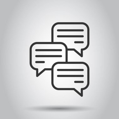 Düz tarzda sohbet işareti simgesini konuşun. Beyaz izole arka planda konuşma kabarcıklar vektör illüstrasyon. Takım Tartışması düğmesi iş kavramı.