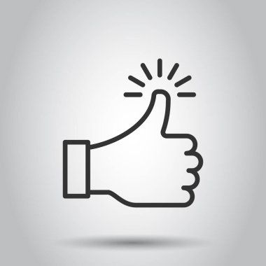 Düz stil olarak başparmak yukarı simgesi. Beyaz izole arkaplanda hareket vektörü çizimi gibi. Onaylama işareti iş konsepti.