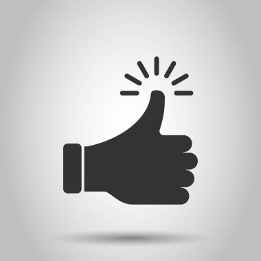 Düz stil olarak başparmak yukarı simgesi. Beyaz izole arkaplanda hareket vektörü çizimi gibi. Onaylama işareti iş konsepti.