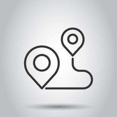 Harita pin simgesi düz stil. İzole edilmiş beyaz arkaplanda GPS navigasyon vektör çizimi. Konum iş kavramını belirle.