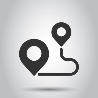 Harita pin simgesi düz stil. İzole edilmiş beyaz arkaplanda GPS navigasyon vektör çizimi. Konum iş kavramını belirle.