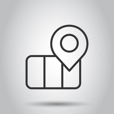 Harita pin simgesi düz stil. İzole edilmiş beyaz arkaplanda GPS navigasyon vektör çizimi. Konum iş kavramını belirle.