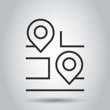 Harita pin simgesi düz stil. İzole edilmiş beyaz arkaplanda GPS navigasyon vektör çizimi. Konum iş kavramını belirle.
