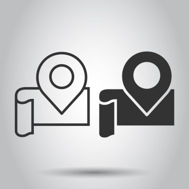 Harita pin simgesi düz stil. İzole edilmiş beyaz arkaplanda GPS navigasyon vektör çizimi. Konum iş kavramını belirle.