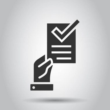 İnsanlar işaret simgesini düz bir şekilde ele alıyorlar. Beyaz izole edilmiş arkaplanda vektör illüstrasyonunu kabul et. Onaylama seçimi iş konsepti.