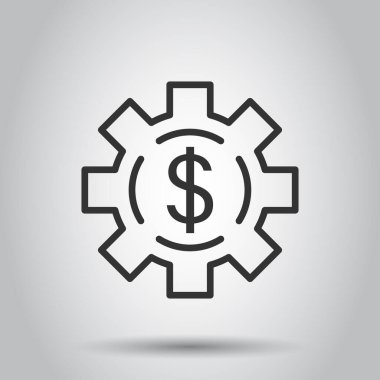 Para gelir simgesi düz stil. Beyaz izole edilmiş arka planda dolar sikke vektör çizimi. Mali yapı iş kavramı.