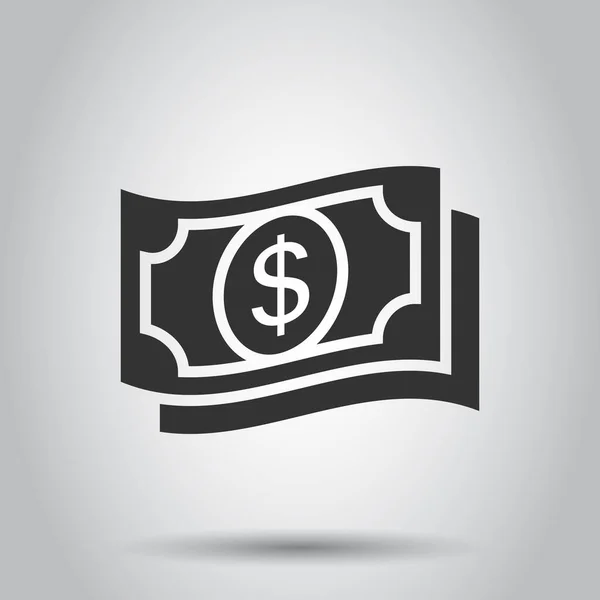 Geld Dollarpictogram Platte Stijl Wissel Contant Geld Vector Illustratie Witte — Stockvector