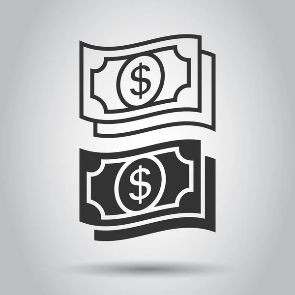 Geld Dollarpictogram Platte Stijl Wissel Contant Geld Vector Illustratie Witte — Stockvector