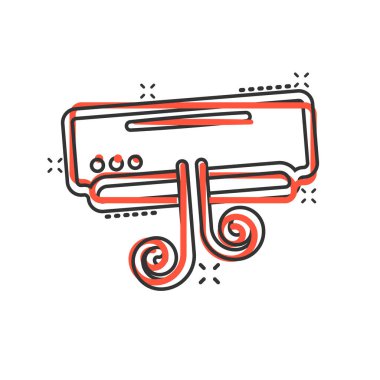 Komedi tarzında koşullandırıcı simgesi. Beyaz izole arkaplanda daha serin çizgi film vektör çizimi. Soğuk iklim sıçrama etkisi iş konsepti.